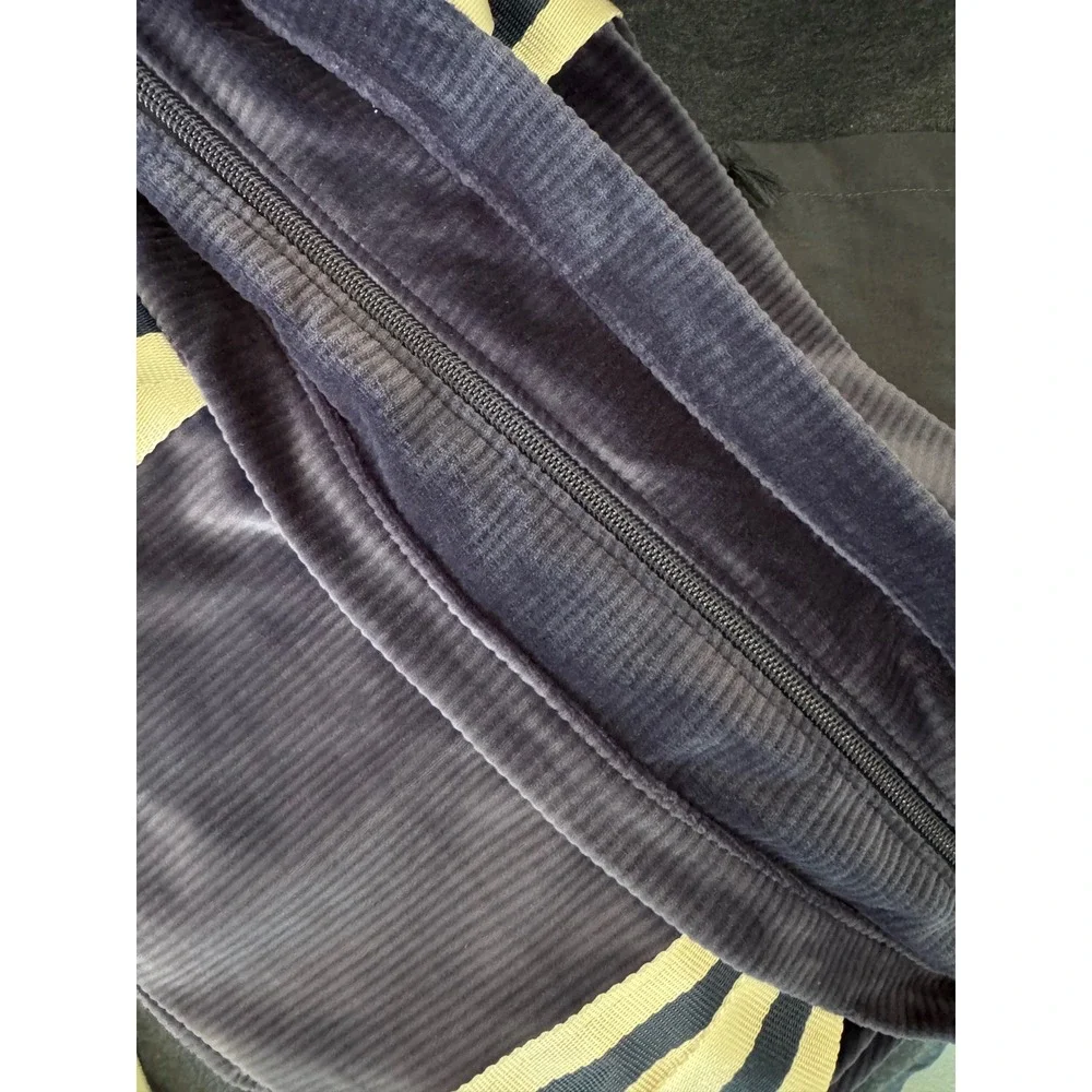 y2k Victoria's Secret‎ PINK Velour Shoulder Bag Womens Navy Striped Straps